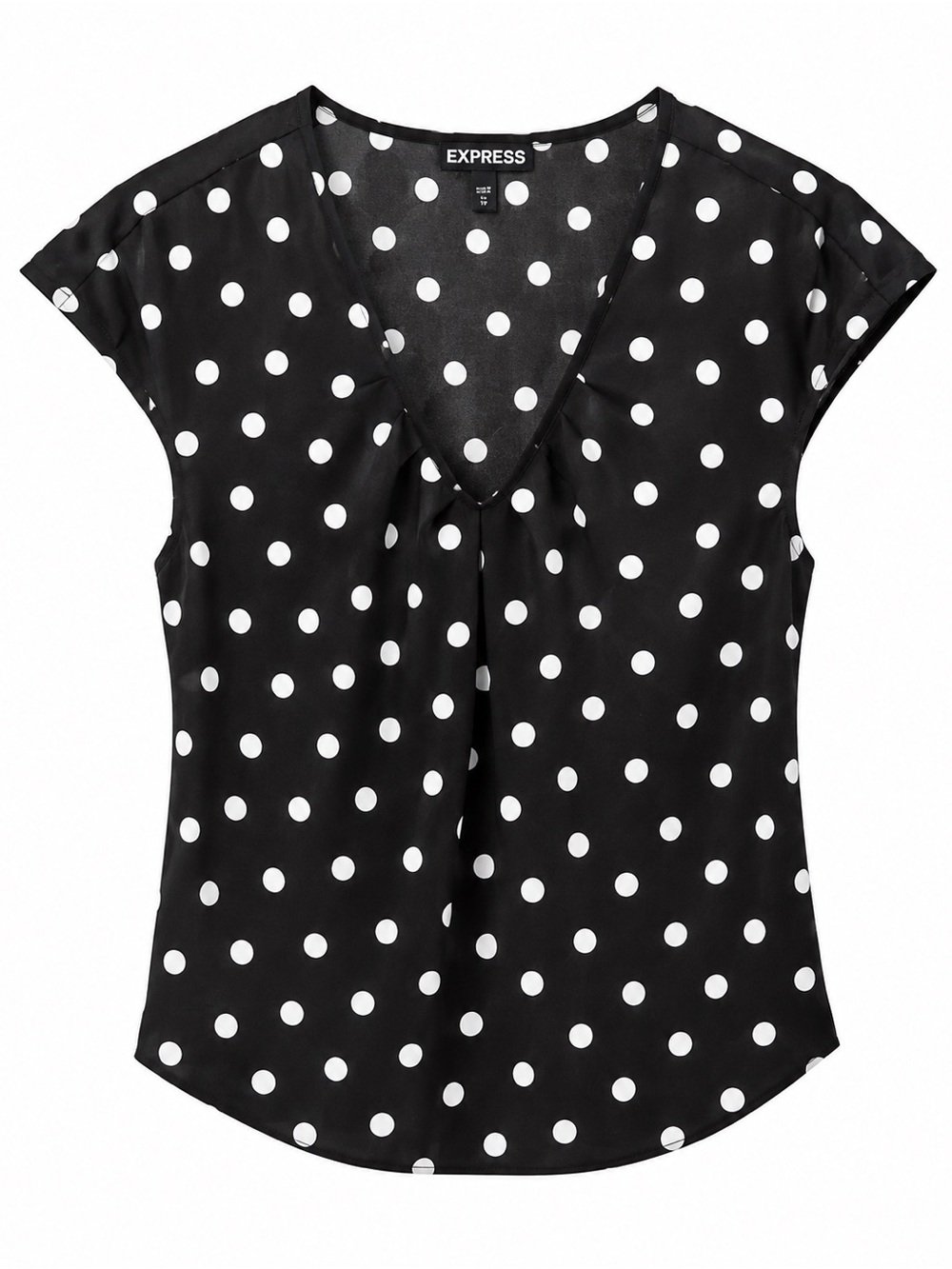 Express Black Polka Dot V-Neck Blouse